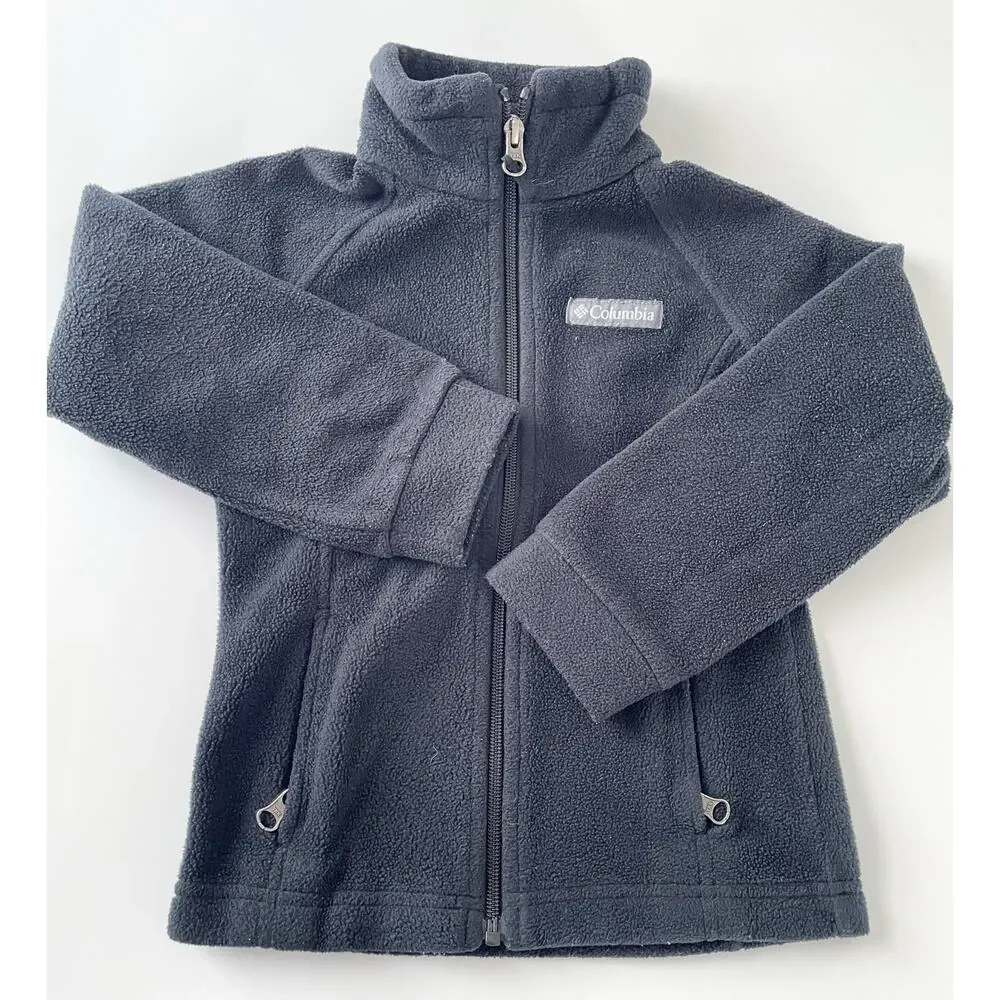 Black Columbia Zip Up Fleece Jacket Little Kid's Size XXS 4/5
